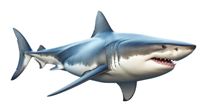 Shark Side View Isolated on Transparent Background PNG
