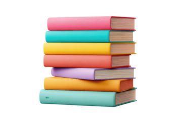 Stack of colorful books.  A vibrant stack of books, various pastel colors,  forming a  three-dimensional shape