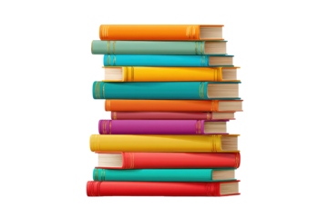 A vibrant stack of colorful books