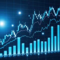 Blue financial stock market growth chart isolated on white background