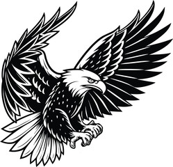 Fototapeta premium Majestic bald eagle in flight with wings spread wide in a powerful display