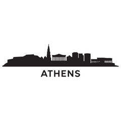 Athens, Georgia skyline silhouette. Black Athens city. Vector black silhouette. with white background