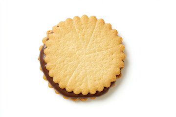 a cookie with chocolate frosting on a white surface