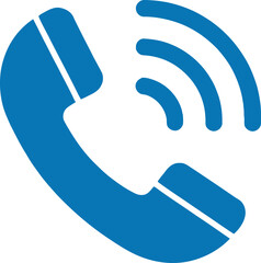 Blue Handset Icon with Sound Waves Communication Symbol with Transparent Background