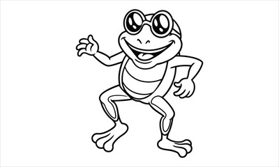 Fototapeta premium Frog Wearing Sunglasses Vector Silhouette T-Shirt Design, High-Quality Line Art Ideal for Adult Coloring Books, Relaxation, Stress Relief, Creative Printable Art, and Home Décor.