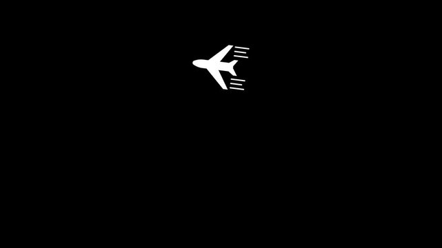 Abstract Simple plane icon flay icon animation concept, simple flat plane animation. Airplane line path animation, Travel on airplane location map.