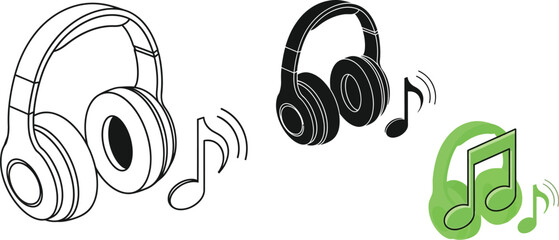 Immerse yourself in sound with these stylish modern headphones and music notes