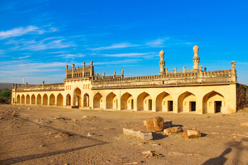Historic architecture of Gandikota, featuring ancient fort walls, temples, gateways, and stone structures, reflecting medieval Indian heritage and craftsmanship.