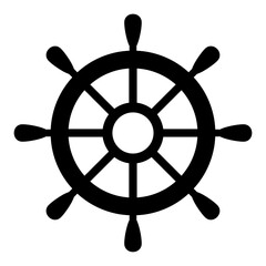 Obraz premium Black ship wheel icon nautical symbol isolated on white background suitable for web design and nautical themed projects