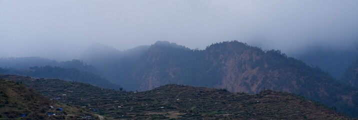 panoramic view of the mountains in autumn