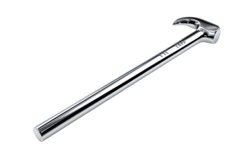 Polished metal claw hammer
