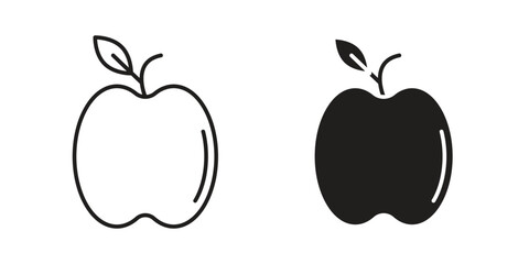 Two apple icons: one line art, one solid black. Simple, clean design, isolated on white.