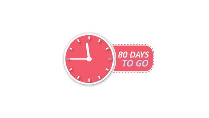 Animation of a purple alarm clock with the text 80 days to go,' creating a sense of urgency and anticipation, perfect for countdown or event-related projects