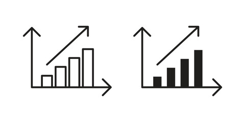 Two simple bar graph icons illustrating upward growth and progress. Perfect for presentations or reports.