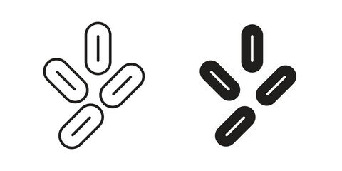 Two variations of an abstract design featuring multiple capsule shapes arranged in a pattern. Isolated on white.