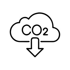 CO2 cloud with downward arrow representing reducing emissions icon  