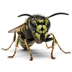 Close up shot of a wasp on a white isolated background