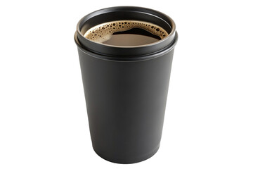 Sleek black coffee cup filled with steaming aromatic espresso for your morning caffeine fix delight