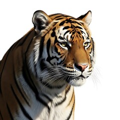 Naklejka premium Close up portrait of a tiger on a white background art