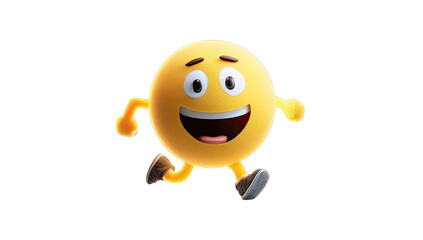 Animated, smiling, yellow emoticon running