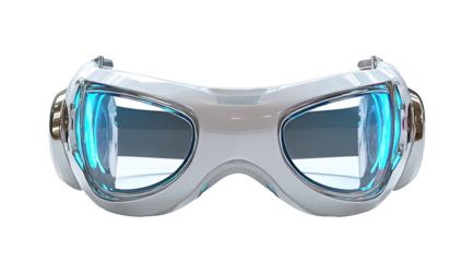 Futuristic goggles with glowing lenses