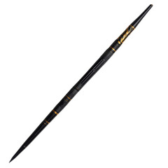 Fototapeta premium Black tactical kubotan stick with golden accents isolated on white Generative AI