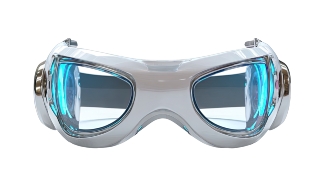 Futuristic goggles with glowing lenses