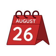august 26 desk calendar vector on white background
Vector red calendar flat icon