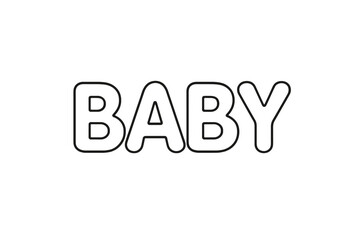 Bold lettering spelling out baby in a playful and lively design showcasing childlike enthusiasm
