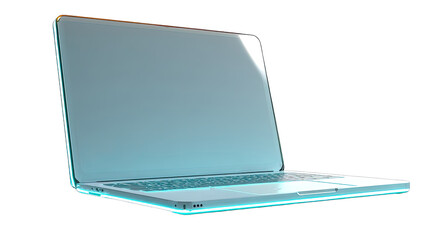 Light-blue laptop angled view.  3D rendering