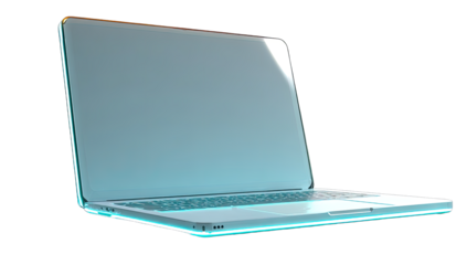 Light-blue laptop angled view.  3D rendering