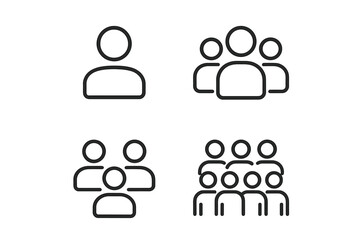 Various representations of individuals and groups illustrating social interaction and relationships in a simplified style