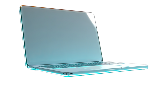 Light-blue laptop angled view.  3D rendering