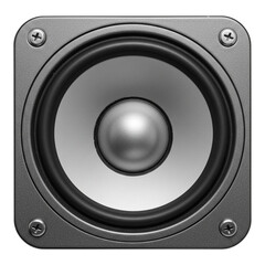Square audio speaker driver isolated on transparent background