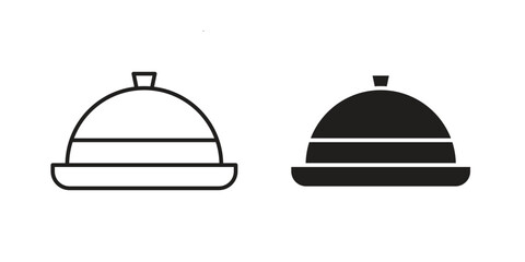 Two winter hat icons, one in line style and one in solid style, isolated on white background. Perfect for winter fashion, apparel, or weather-related designs.