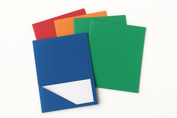 Vibrant colored folders with pockets arranged neatly for organization