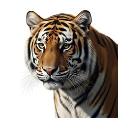 Fototapeta premium A close up portrait of a tiger on a white background