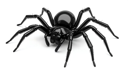 Black Spider: Close-Up View of Arachnid