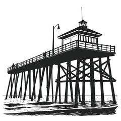 Old fishing pier silhouette