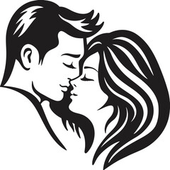 Stylized Silhouette of a Couple Embracing Tenderly Expressing Love and Connection with Clean Lines and Minimalist Design for Valentine's Day