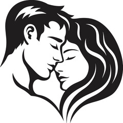 Stylized Silhouette of a Couple Embracing Tenderly Expressing Love and Connection with Clean Lines and Minimalist Design for Valentine's Day