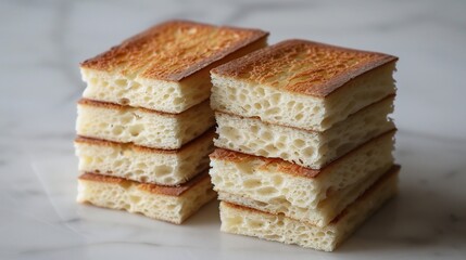 Keto Cloud Bread Oopsie Bread slices, light and airy, perfect for sandwiches, neutral background, soft diffused light, eye level stack