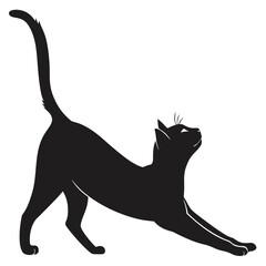 Cat stretching silhouette