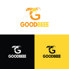 GOOD BEEE Logo Letter G with Bee Ico, Modern Insect Branding for Honey Eco or Tech Business