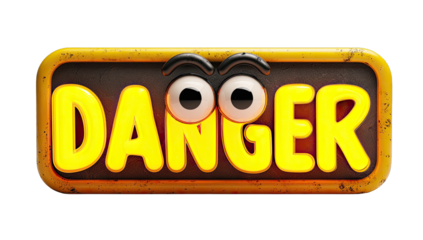 Retro warning sign with cartoon eyes