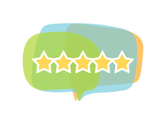 Colorful stars symbolize positive feedback and reviews online