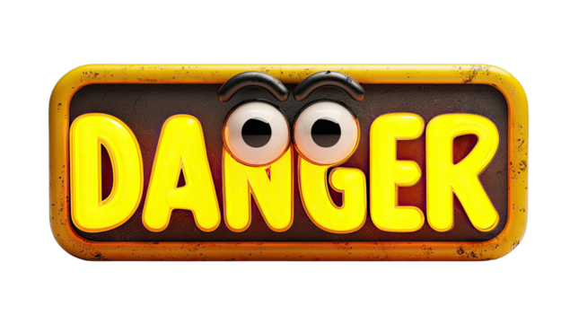 Retro warning sign with cartoon eyes