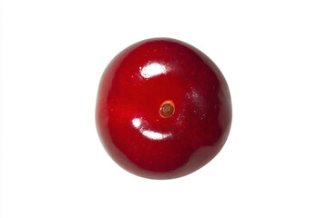 a red apple with a green leaf on it