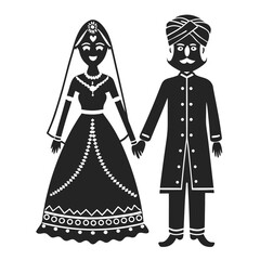 Obraz premium Indian Wedding Silhouette of Bride and Groom Holding Hands Symbolic of Celebration and New Beginnings Together