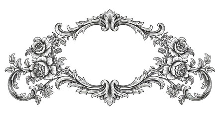 Ornate floral frame with roses and scrollwork